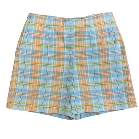 LIZ Claiborne golf plaid check skort Blue orange yellow Sz 12 - Picture 1 of 9